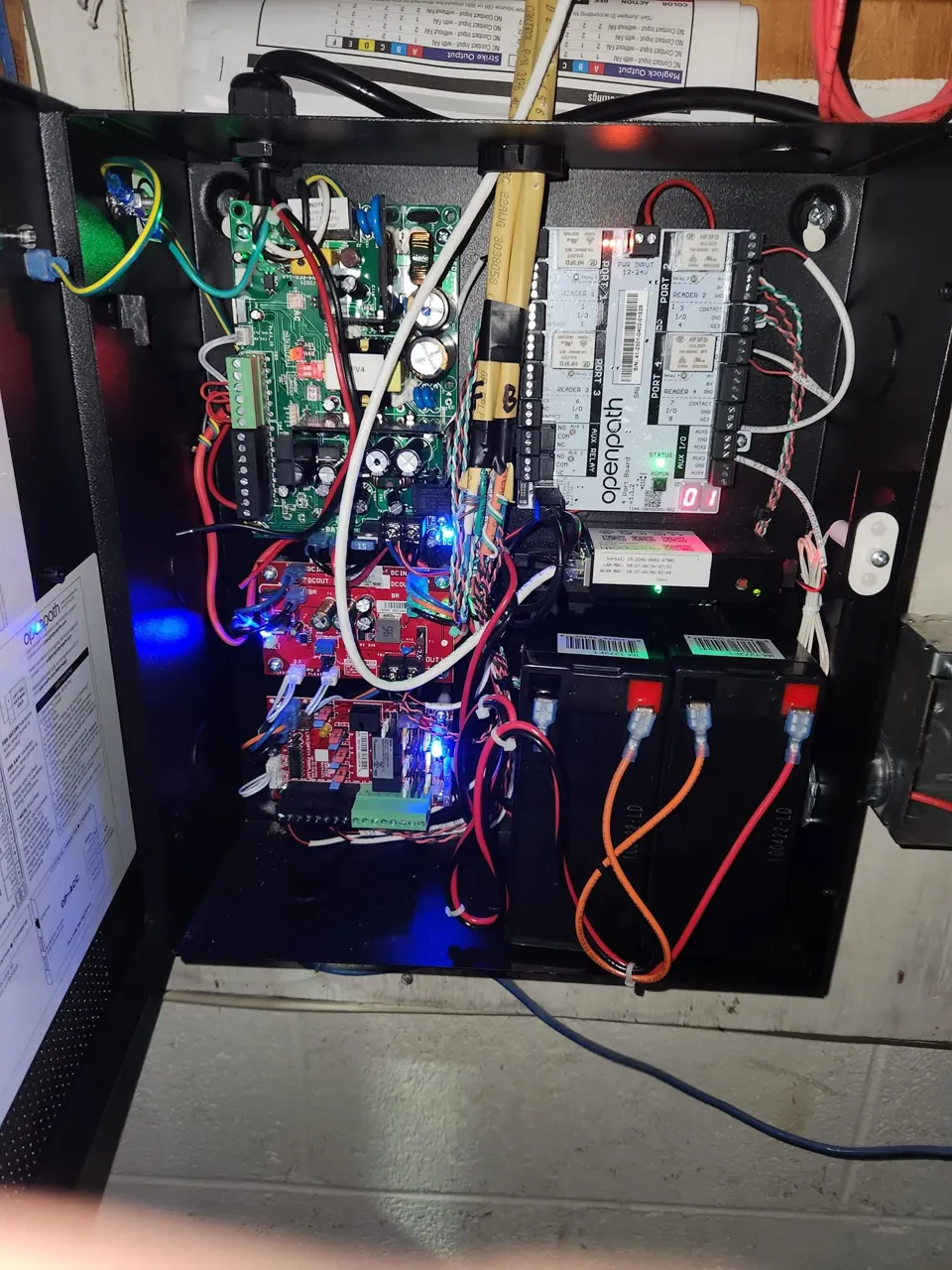 Openpath commercial access-control controller and backup batteries