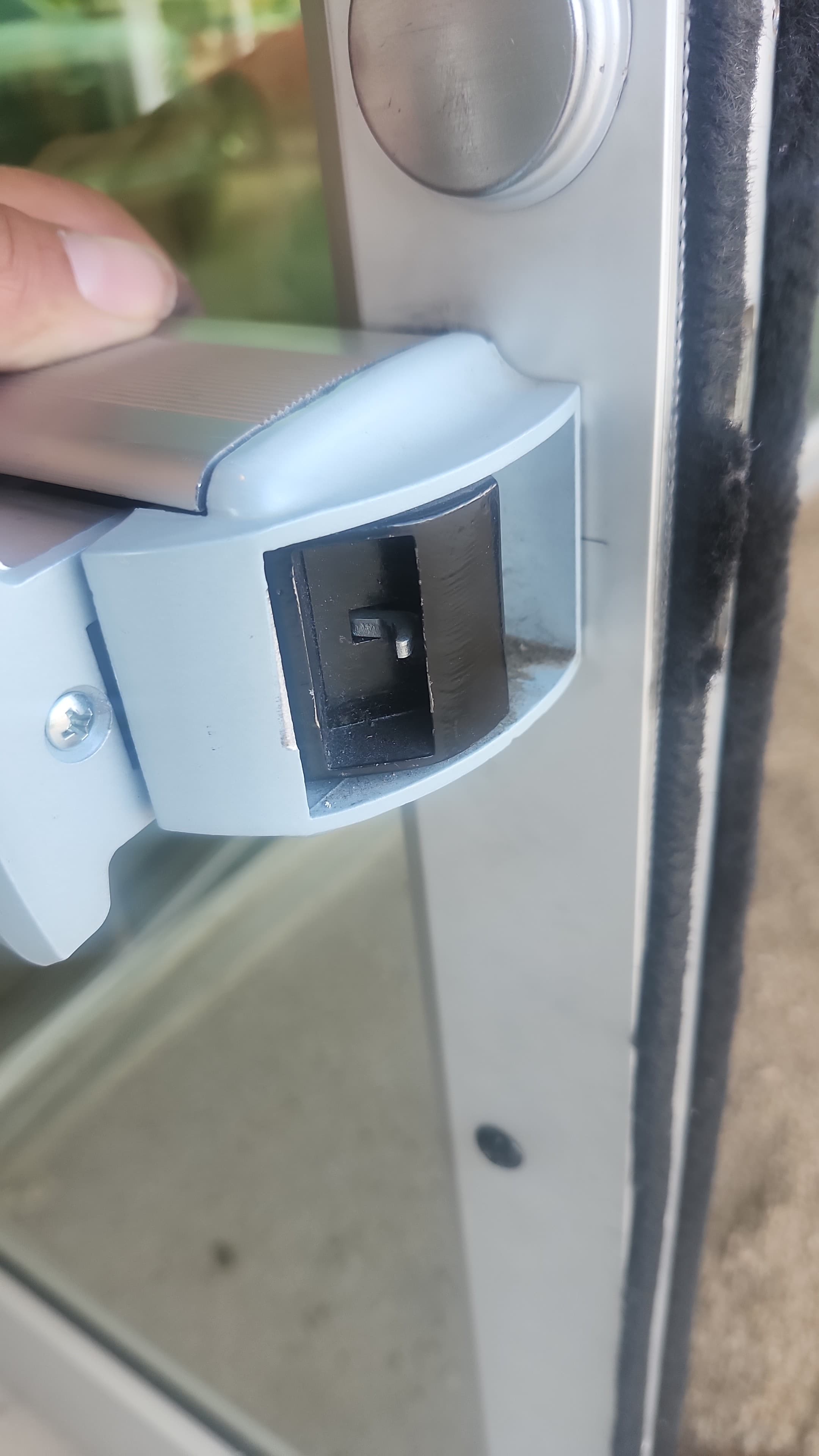 Electronic crash bar latch inspected during access control troubleshooting in Chandler